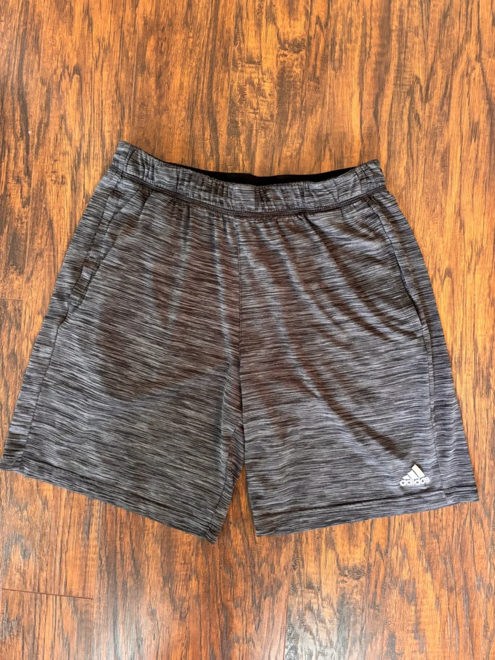 adidas Men's Heathered Gray Athletic Shorts AEROREADY Large